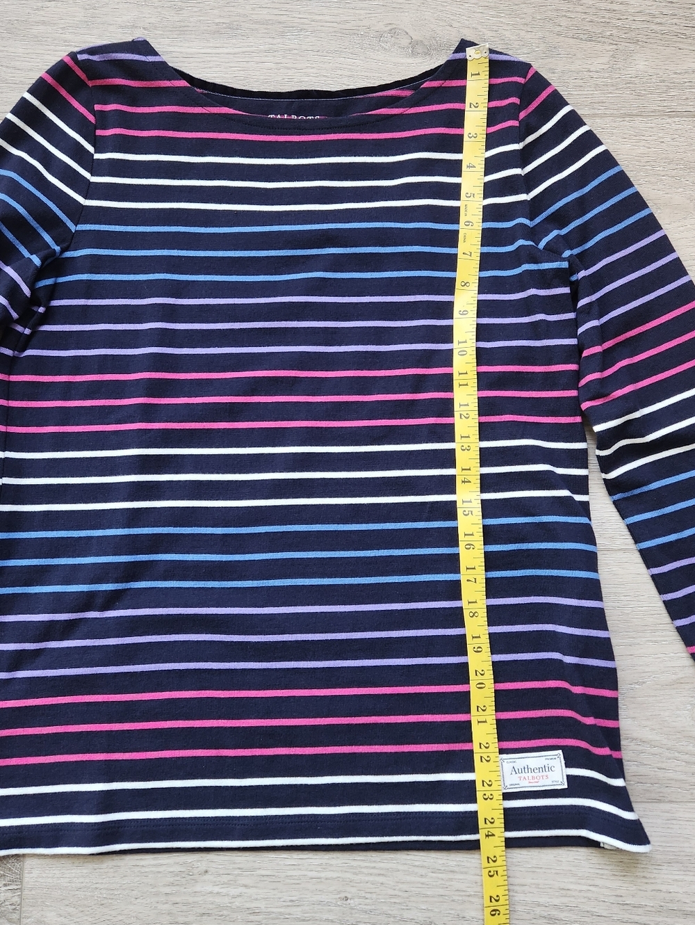 Talbots Navy Pink Authentic Tee Stripe Long Sleeve Cotton Shirt Womens Small Nwt - Picture 7 of 8
